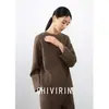 Camiseta Básica Casual Solta Gola Redonda Manga Longa para Mulheres 2026 Outono e Inverno Novo Estilo Elegante Roupa de Trabalho Simples Moda Top
