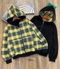 Amazon 2025 Sudadera con capucha reversible a cuadros personalizada de otoño e invierno europea y americana, sudadera con cremallera holgada