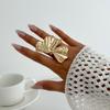 Anillo de Textura Personalizada de Moda con Diseño Exagerado de Nicho Transfronterizo Europeo y Americano Anillo de Hoja Grande Abierto de Lava