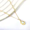 Brincos Anel Pulseira Colar de Aço Inoxidável Banhado a Ouro 18K à Prova d'Água Europeu e Americano com Concha Branca Conjunto de Joias de Moda Nicho