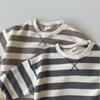 Ropa Infantil Ins estilo Coreano Bebé Primavera y Otoño Algodón Cómodo Sudadera Rayada Mameluco Bebé Ropa Larga para Gatear