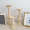 Estilo Nórdico Retrô Coluna Romana Suporte de Vela de Madeira Decoração de Gesso Branco Liso em Branco Estilo B&B Fotografia Adereços de Fotografia