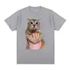 Transfronterizo 180g2025 Camiseta Gato Tor Gato Lindo Tendencia de Meme de Gato Camiseta Milenio Ropa para Hombre y Mujer Algodón Suave