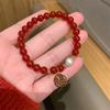 2022 Año del Tigre Año Nuevo del Nacimiento Pulsera Festiva de Ágata Roja de la Fortuna con Cuentas Pulsera de Nicho Femenina para Novia