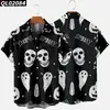 Estación Independiente Transfronteriza Halloween Impresión Digital 3D Manga Corta talla extra para Hombre Holgada Camisa de Fiesta Kuso