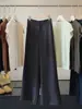 Pantalones de traje estrechos de pierna ancha estilo commuter para mujer, nuevo modelo de otoño, cintura alta elástica, sueltos y fluidos, adelgazantes, pantalones casuales de pierna recta