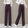 Calça Reta Elegante Slimming de Caimento Solto Estilo Novo Primavera e Outono Feminina Moda Cintura Alta Slim Fit Casual