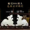 Par de Ornamentos de Jade Blanco Natural Pixiu Regalo de Apertura Feitian Piqiu Artesanía para la Oficina Pasillo Inauguración de Casa