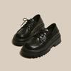 Mocassins Femininos 2024 Nova Primavera e Verão Sapatos Femininos Quentes Sapatos com Cadarço de Sola Grossa Primavera e Outono Todos os Fósforos Britânicos Pequenos Sapatos de Couro