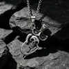 Joyería al por mayor cuerno feliz cara sonriente cabeza de diablo colgante cabeza de fantasma acero de titanio collar colgante colgante una generación de SP243