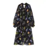 Vestido Feminino de Malha Estampada Longo Solto de Manga Longa para Exportação Aliexpress Estilo Europeu e Americano Transfronteiriço Zr Ponto