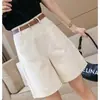 Shorts Cargo de Cintura Alta WZXSK Cor Sólida Calças Casuais Femininas Verão 2026 Novo Estilo de Verão Emagrecimento Moda Versátil Linha A Largo