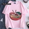 Playera para Mujer 2023 Estilo Japonés Retro Estampado Monstruo Fideos Verano Pareja Hombre y Mujer Cuello Redondo