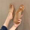 Sandalias de Cristal Antideslizantes y Antiolor para Mujer, Uso Exterior de Verano, Tacón Medio, Huecas, Puntera Cerrada, Chanclas Transparentes, Medias Chanclas Casuales, Suela Gruesa