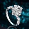 Anillo de diamantes cuju de flor de 2 quilates anillo de bodas de diamantes reales anillo de diamantes podridos con forma de capullo de flor de moda