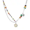 Dulce Collar de Cuentas de Color Spice Girl para Mujer Verano Lujo Ligero Nicho Doble Capa Apilado Colgante Elegante Versátil Cadena para Clavícula