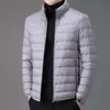 Marca Handle Outono e Inverno Leve Down Casaco de Algodão Acolchoado Masculino Gola Curta Vertical Com Capuz Meia-idade e Idosos Leve Fino Casaco Quebrado