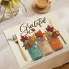 Mantel individual de Acción de Gracias con estampado de calabaza, mantel de mesa resistente al calor, mantel de comedor estilo western, mantel decorativo de mesa de tela de lino, calabaza de Acción de Gracias