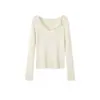 Top de punto elegante con cuello en V y manga larga de terciopelo Andy para mujer, procesamiento OEM, nueva colección otoño 2026, top de capa base