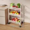 Carrinho Pequeno de Cozinha Prateleira de Armazenamento de Chão Prateleira Multicamadas para Frutas e Verduras Organizador de Armazenamento para Estação de Preparo de Casa Móvel