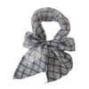 Bufanda de seda de malla a cuadros estilo coreano para mujer, corbata larga para el cuello, accesorio único y elegante, se puede usar como cinturón, cuerda para la cintura o diadema