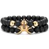 Pulsera de guerrero con casco de circón y circonita espartana con microincrustaciones de ocho garras, pulsera de piedra esmerilada de 8 mm, joyería