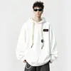 Sudadera con capucha para hombre, estilo otoño e invierno, corte holgado, top casual de moda tipo pullover, forrada de polar y engrosada, chaqueta de invierno para adolescentes