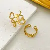 Anillo de Acero Inoxidable Geométrico Abierto con Forma de Corazón Dorado Estilo Ins Europeo y Americano Diseño Retro Joyería para Mujer