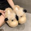 Chinelo Feminino de Bico Fechado Antiderrapante com Aumento de Altura para Outono e Inverno 2025 Nova Moda Versátil Solado Grosso Elegante Quente Algodão para Mulheres