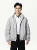 Mtlclothes Ropa para Hombre Corta Estilo Minimalista Color Sólido Cuello Alto A prueba de Frío Dobladillo con Cordón Cremallera Cárdigan Chaqueta de Plumas