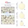 Bolas Navideñas con Terciopelo Temu Nuevo Producto Transfronterizo, Set de Caja de Color de 42 Piezas, Adornos de Árbol de Navidad de Terciopelo, Decoraciones Festivas