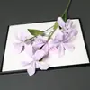 Orquídea de llama de 5 cabezas estilo pintura al óleo, flor artificial, flor falsa, decoración para el hogar, sala de estar, salón de bodas, jardín, paisaje, decoración de ventanas