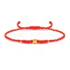 Pulsera de Oro Puro 999 con Cuentas de la Suerte, Hilo Rojo para el Año de Nacimiento, Mes Completo del Bebé, Adulto, Ceremonia de Apertura, Joyería de Oro, Regalo Casual