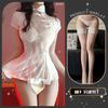 Vestido Curto Vintage Cheongsam Bordado Renda Vazada Sexy Costas Nuas Estilo Antigo Alça Uniforme Puro Desejo
