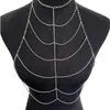 Cadena para el cuerpo de aleación metálica sexy moderna para mujer transfronteriza europea y americana WMS, collar de cadena para el pecho multicapa, venta directa de fábrica