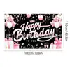 Novos adereços de decoração de aniversário transfronteiriços: Bandeiras decorativas de poliéster 100D, tecido para fundo de aniversário, faixas e dísticos personalizados