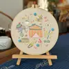 Paquete de Materiales para Bordado a Mano DIY para Principiantes Bordado Lu Estudiante Simple Creativo Pintura Colgante para Sala de Estar Paisaje de Balcón Pintura Pequeña