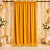 Fundo de veludo dourado para decoração de palco de casamento, sessões de fotos de festa de aniversário e transmissão ao vivo; fundo de cortina de veludo espesso