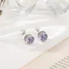 Aretes de Plata Yuebao Jewelry Amatista Plata de Ley S925 Citrino Corte Redondo Seis Palabras Mantra Estilo Étnico En Stock