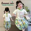 Conjunto de Manga Corta para Niña Verano 2026 Nueva Moda Atuendo de Verano para Bebé Pantalones Anti-Mosquitos para Niños Conjunto de Dos Piezas