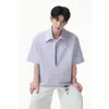 Camisa de Verano Trendy de Manga Corta para Hombre, Diseño Dopamina, Capas de Gasa Burbuja, Falsa de Dos Piezas, Casual, Elegante y Versátil