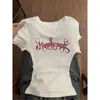 Camiseta Blanca de Manga Corta con Cuello Redondo de Diseño de Nicho para Mujer Moda de Verano Estilo Chica Picante Corte Ajustado Top Versátil con Personalidad ins