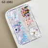 Decoraciones coloridas mixtas de estrella de cinco puntas y corazón con láser para uñas, con deslumbrante glitter iridiscente, perlas y pedrería para un efecto tridimensional