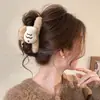 Lindo pasador de pelo de peluche de oso para mujer, pinza grande de tiburón para recogidos, adecuado para cabello grueso, pasador floral, accesorio para el cabello