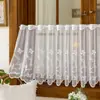 Cortina de janela de renda branca transfronteiriça, cortina curta estilo americano, meia cortina, cortina transparente para quarto, cortina de porta, cortina pronta, atacado do fabricante original
