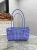 Estilo Ins Coreano Cesta de Vegetais Trançada Vazada Bolsa de Praia Casual de Férias Cor Doce Bolsa a Tiracolo de Ombro Bolsa de Rattan