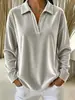 Camisa de veludo feminina europeia e americana, cor sólida, vintage, moderna, casual, camisa de manga comprida, top com gola, estilo casual de outono e inverno
