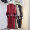 Cárdigan de punto grueso para mujer, ajuste ceñido, color Rojo Ankara, malla completa, venta directa, explosivo, cinturón de lujo ligero, todo a juego, 2024