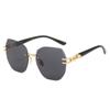Gafas de Sol Sin Marco Nuevas Transfronterizas, Estilo Europeo y Americano, Montura Ovalada Grande, Estilo Urbano de Moda, Gafas de Sol Versátiles Sin Marco
