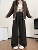 Pantalones de pierna ancha con estampado de leopardo para mujer, nuevo estilo otoño e invierno 2026, holgados y relajados, de cintura alta, adelgazantes, suaves y cómodos, pantalones casuales para caminar